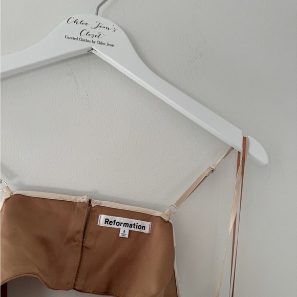 REFORMATION NWT Poppies Silk Dress in Croissant 8 - Picture 6 of 8